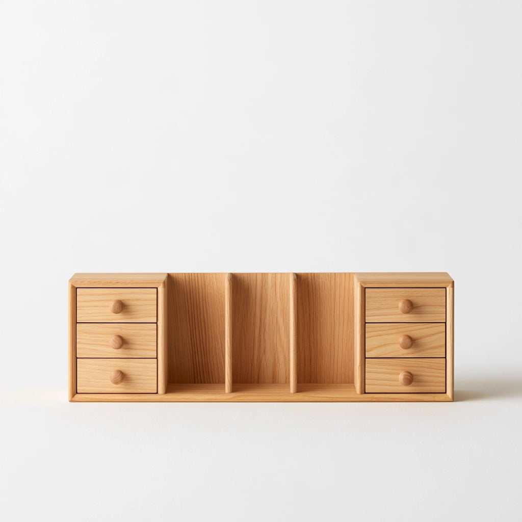 Organiseur de bureau à tiroirs en bois, coloris blanc