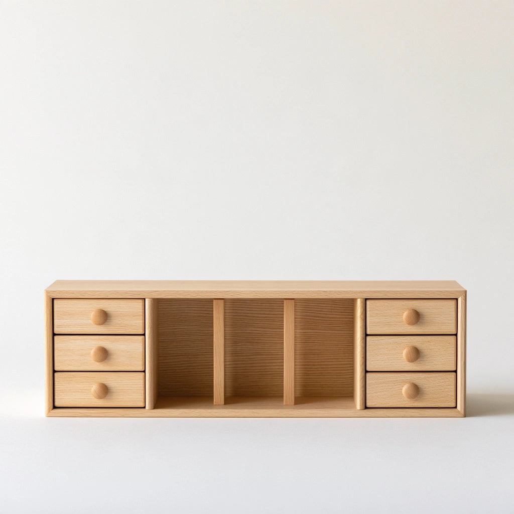 Organiseur de bureau à tiroirs en bois, coloris blanc