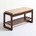 Banc à chaussures avec assise rembourrée en bois, coloris brun naturel
