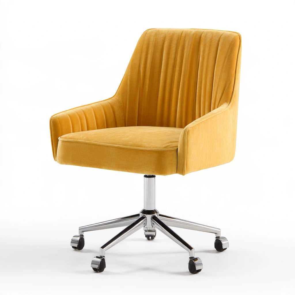 Fauteuil de bureau ergonomique en velours, coloris jaune