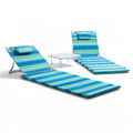Ensemble de deux bains de soleil pliants avec table d'appoint aux lignes épurées, coloris gris